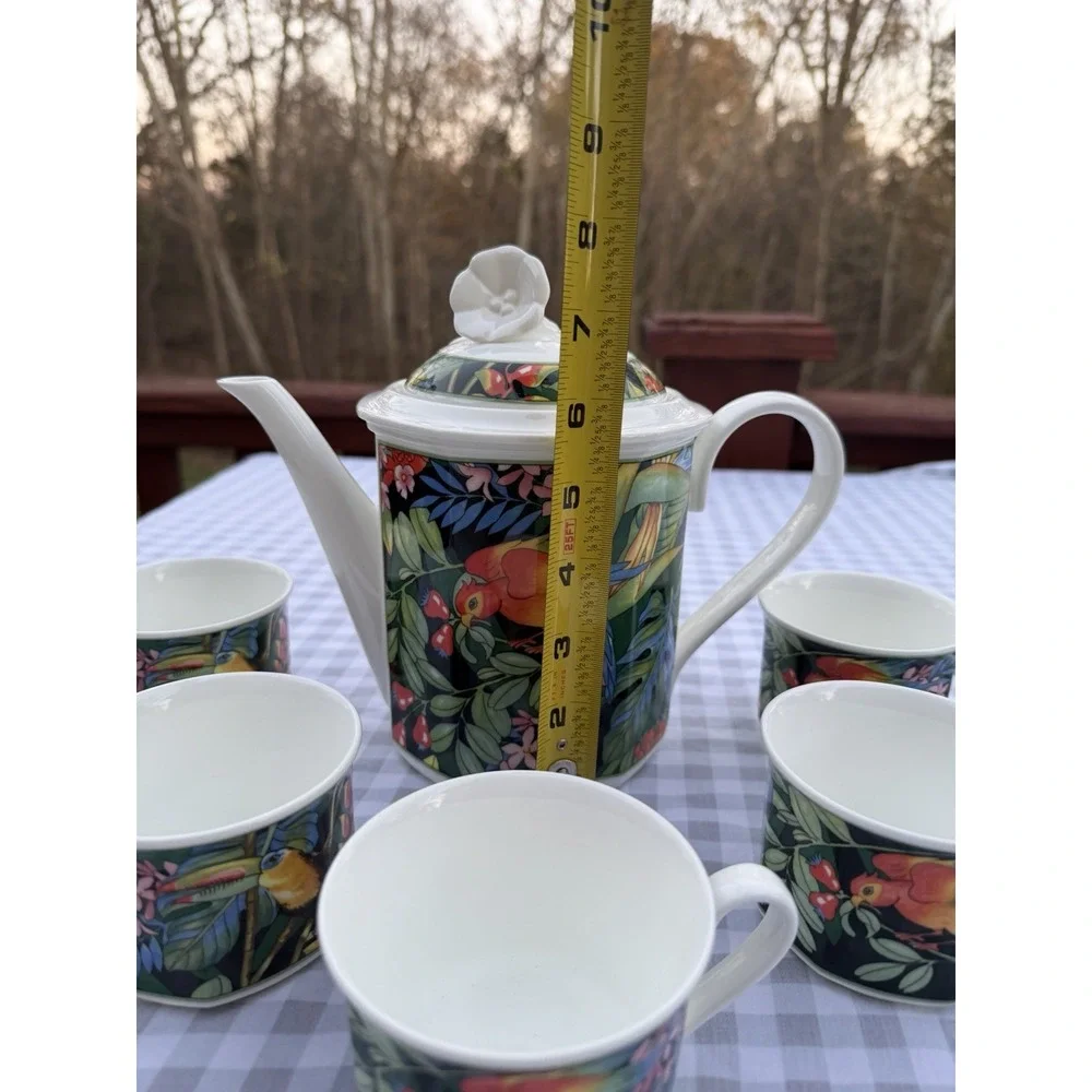 Rare Villeroy & Boch/Gallo Serengeti  Teapot & Cups Jungle Germany  Discontinued